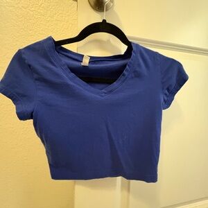 Rosio Royal Blue V-Neck Crop Top